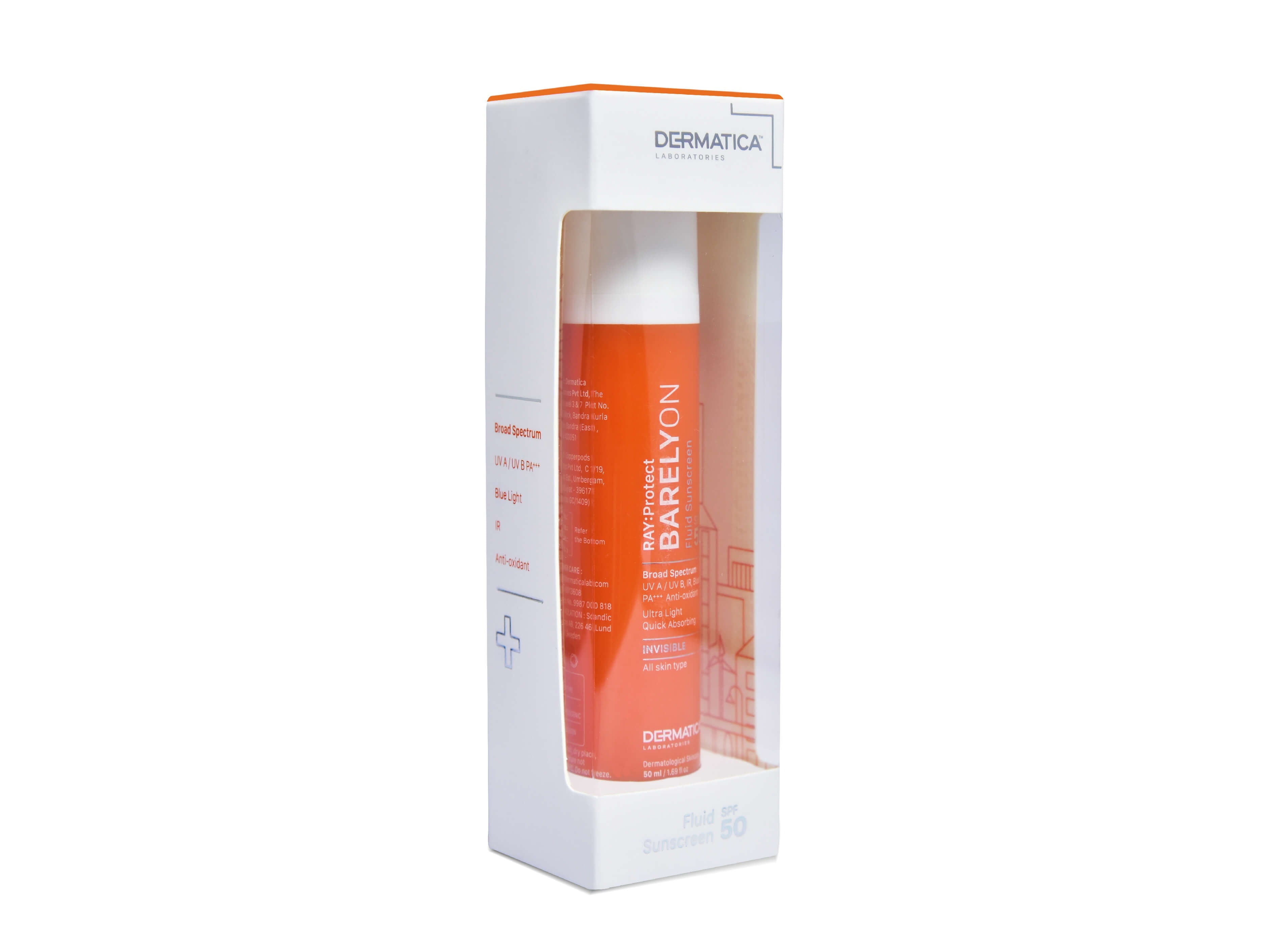DERMATICA RAY: Protect Barelyon Fluid Sunscreen SPF 50 - Clinikally