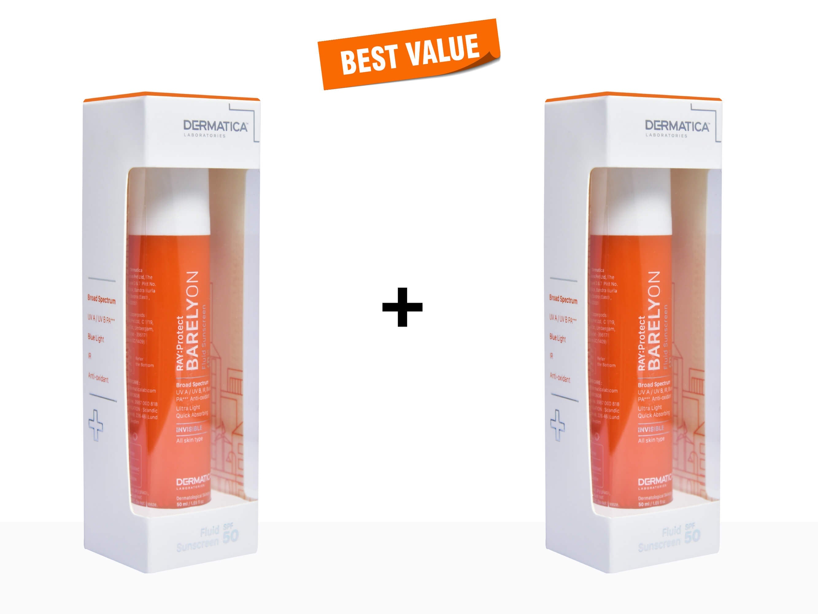 DERMATICA RAY: Protect Barelyon Fluid Sunscreen SPF 50 - Clinikally